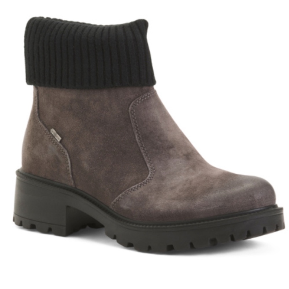 Brand New IGI&CO Made In Italy Leather Booties With Ribbed Cuff